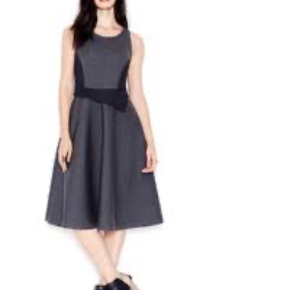 NEW Rachel Rachel Roy Scuba Fit and Flare Midi gray Black Dress sz M